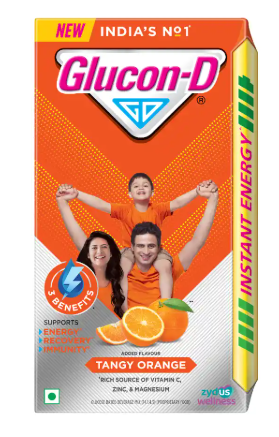 Glucon-D with Glucose, Calcium, Vitamin C & Sucrose | Nutrition Booster Tangy Orange