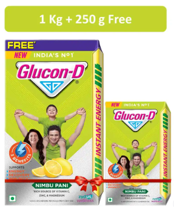 Glucon-D with Glucose, Calcium, Vitamin C & Sucrose | Nutrition Booster Nimbu Pani
