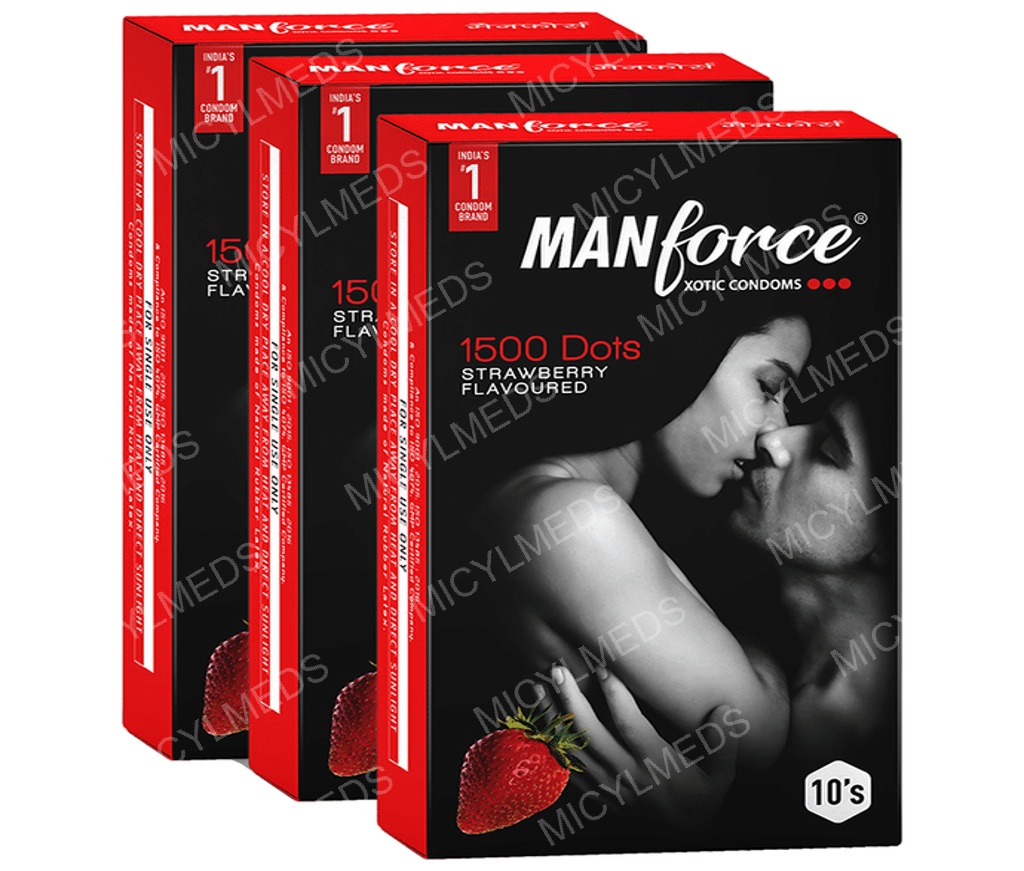 Manforce 1500 Dots Xotic Condom | Flavour Strawberry